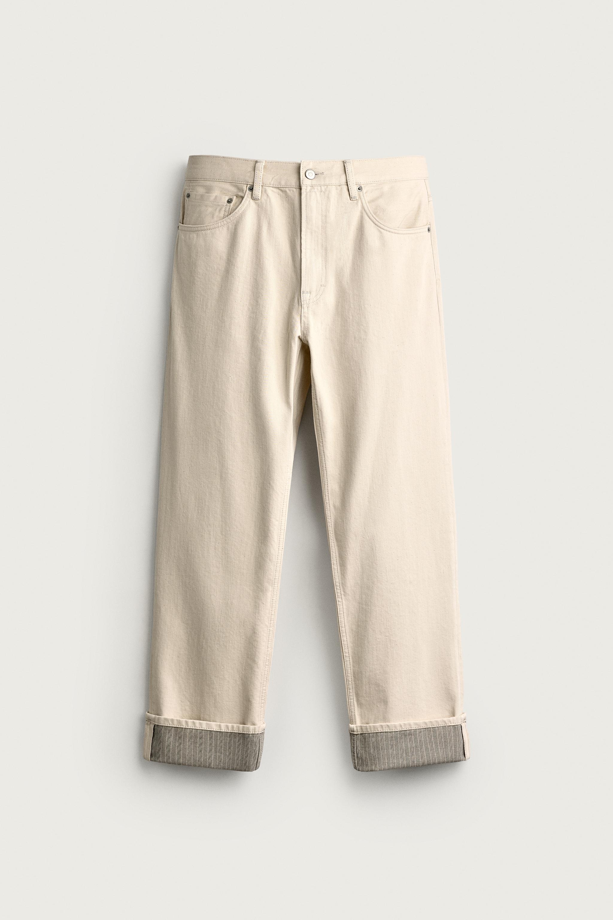 Contrast Cuff Straight Fit Jeans
